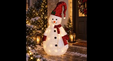 Sneeuwpop decoratie figuur/beeld - 140 cm - met LED verlichting - kunststof - waterproof