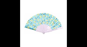 Spaanse hand waaier - Bananen print - 23 cm - kunststof - Fruit thema