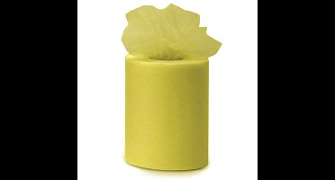 Tule stof op rol - geel - 7.5cm x 20meter - Organza/mesh decoratie stoffen