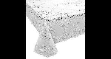 Unique Living tafelkleed/tafellaken - buiten/binnen - wit - 137 x 180 cm - Kant patroon