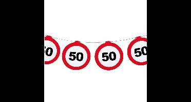 Verjaardag feestslinger 50 jaar - papier - verkeersborden - 120 x 21 cm - Abraham/Sarah