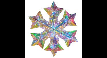 Verlichte hangende sneeuwvlok - regenboog kleur- 27 cm - batterij - 30 led lampjes - wit