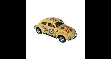 Volkswagen Kever Modelauto - Geel - 12 cm - Metaal - Flower Power Edition