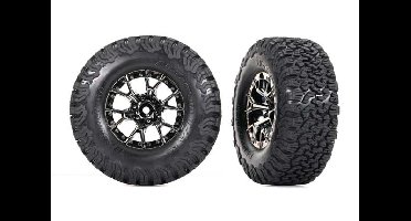 Traxxas - Tires & wheels, assembled, glued (Ford Raptor R black chrome wheels, BFGoodrich All-Terrain T/A KO2 tires, foam inserts) (2) (4WD front/...
