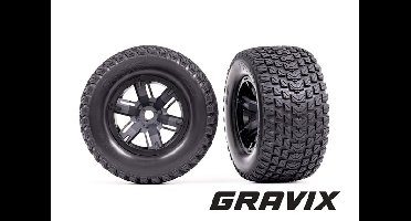 Traxxas - Tires & wheels, assembled, glued (X-Maxx black wheels, Gravix tires, foam inserts) (left & right) (TRX-7877)