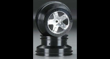 Wheels, sct, chrome, green beadlock style, dual profile (2.2" outer 3.0" inner) (2) (2wd front only)