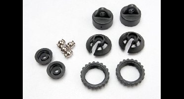 Caps and spring retainers, gtr shock (upper cap (2)/ hollow balls (2)/ bottom cap (2)/ upper retainer (2)/ lower retainer (2))