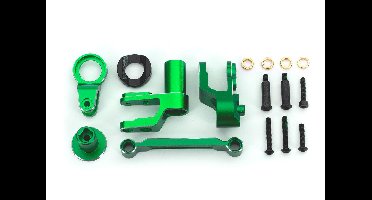 Traxxas - Steering bellcranks, draglink (green-anodized 6061-T6 aluminum)/ bellcrank bushing (1)/ 3x20mm BCS (with threadlock) (2)/ 3x20mm BCS (wit...
