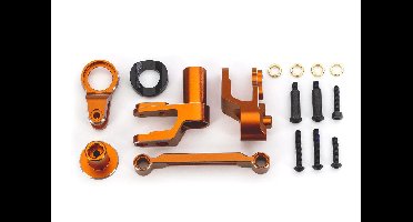 Traxxas - Steering bellcranks, draglink (orange-anodized 6061-T6 aluminum)/ bellcrank bushing (1)/ 3x20mm BCS (with threadlock) (2)/ 3x20mm BCS (wi...