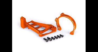 Traxxas - Motor mounts (front & rear) (orange-anodized 6061-T6 aluminum)/ 3x10mm CCS (with threadlock) (4)/ 4x12mm BCS (with threadlock) (2) (for u...