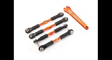 Traxxas Turnbuckles, aluminum (orange-anodized), camber links, front, 39mm (2), rear, 49mm (2) (assembled w/ rod ends & hollow balls)/wrench (TRX-3...