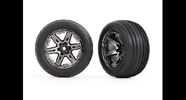 Traxxas - Tires & wheels Black/Chrome 2.8" RXT wheels (electric front) (2) (TRX-3771R)