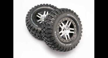 Traxxas - Tire & wheel assy, glued (SCT Split-Spoke, satin chrome wheels) (TRX-5877)