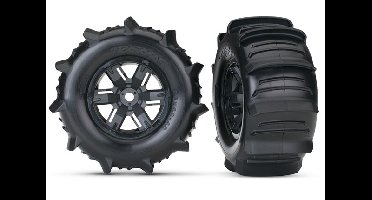 Tires & wheels, assembled, glued paddle (X-Maxx black)