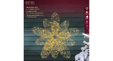 Lumineo Micro led bloem 38x13cm-200led goud/warm wit/klassiek warm