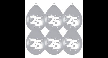 25 jaar getrouwd Jubileum thema ballonnen - 60x stuks - zilver - versiering - feestartikelen