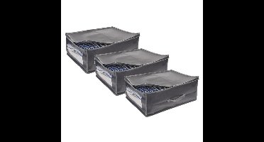 3x stuks dekbed/kussen opberghoezen grijs met venster 50 x 38 x 20 cm