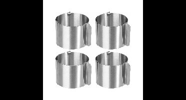 5Five Garneerringen/serveerringen - 4x - RVS - 6 tot 10 cm - uitschuifbaar