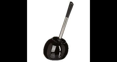 5Five WC-/toiletborstel met houder rond - zwart glans - keramiek - 36 cm
