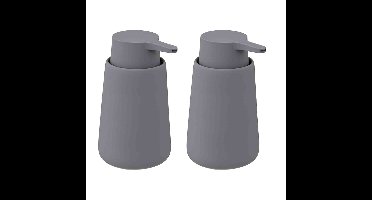5Five Zeeppompje/dispenser - 2x - keramiek - grijs - 250 ml - keuken/badkamer/toilet