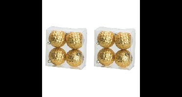 8x Luxe gouden kunststof kerstballen 8 cm kerstboomversiering
