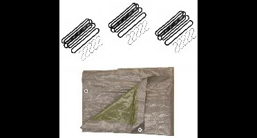 Afdekzeil / dekzeil grijs 6 x 4 meter met 20 spanrubbers en S-haken