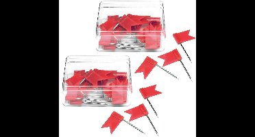 Alco punaise vlaggetjes - 40x - voor prikbord/memobord/wereldkaart - rood
