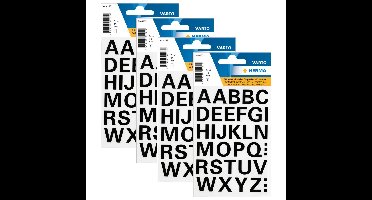 Alfabet plak letters - A-Z Stickers - 4x vellen - zwart - 15 mm