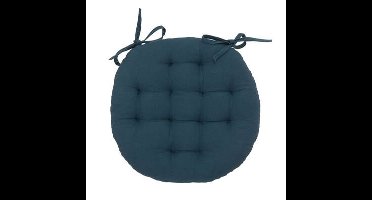 Atmosphera Stoelkussen rond - donkerblauw - katoen - 38 x 6.5 cm
