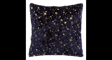 Bank/sier kussen - voor binnen - sterrenhemel blauw/goud - 40 x 40 cm