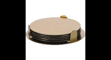 Bellatio Design Onderzetters - 6x - goud - 8,5 cm - met houder