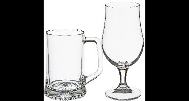 Bierglazen set - bierpullen/bierglazen op voet - 8x stuks - glas