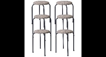Bijzet krukje Tweed melange - 6x - metaal/stof - D40 x H48 cm - Meubels - Zitten