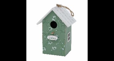 Boltze Vogelhuisje - groen met wit - houten nestkastje - 22 x 15 x 12 cm - Vogels broeden - Tuin