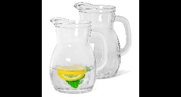 Bormioli Rocco sapkan/waterkan/karaf - 2x - glas - 1000 ml - transparant - schenkkannen