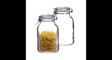 Bormioli Rocco Voorraadpot / weckpot - 2x - transparant - glas - 21 x 13 cm - 2 Liter