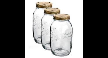 Bormioli Rocco Weckpot/inmaakpot - Pakket van 6x stuks - 1,5 Liter - glas - met draaideksel - 21 x 1