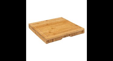 Borrelplank/kaasplank set - inclusief 4x kaasmes - bamboe hout - 30 x 30 cm - serveerplank