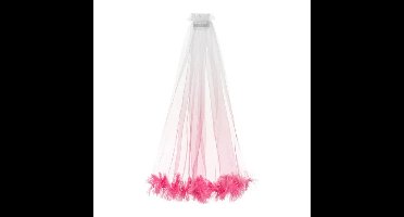 Bride To Be sluier met veertjes - roze - tule - vrijgezellenfeest - dames - huwelijk