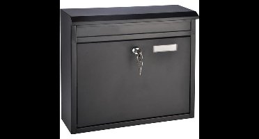 Brievenbus - metaal - met slot - 36 x 12 x 32 cm - Ophangbare p/postbus zwart metaal 36 x 12 x 32 cm