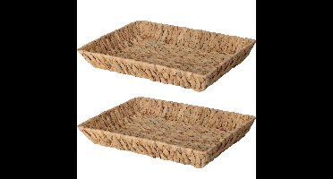 Broodmand - 2x - gevlochten riet - naturel - 38 x 28 x 6 cm
