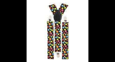 Carnaval verkleed bretels - Clown - met gekleurde stippen - Verkleedkleding