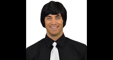 Carnaval verkleed pruik - Brits/popster - zwart - kort haar stijl - heren