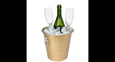 Champagne & wijnfles koeler/ijsemmer - goud - rvs - 22 x 21 cm - De luxe model