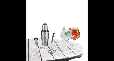 Cocktailshaker set RVS 5-delig inclusief 4x Gin Tonic glazen 730 ml