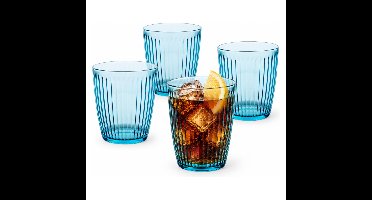 Cosy Moments Drinkglazen Rituals - waterglazen - blauw transparant - glas - 4x stuks - 320 ml