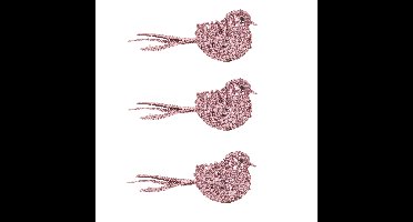 Cosy & Trendy Decoratievogels op clip - 8x stuks - glitter roze - 12 cm - vogeltjes