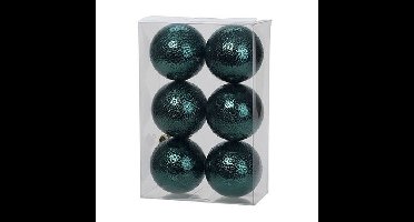 Cosy & Trendy Jolly Petrol blue - 18x kerstballen - 6 cm - kunststof