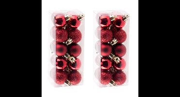 Cosy & Trendy Kerstballen - 40x stuks - klein - donkerrood - 3 cm