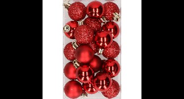 Cosy & Trendy Kerstballen mini - 20x - rood - D3 cm - kunststof - kerstversiering